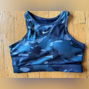 Brand new with tags women’s Nike sports bra size Small. Blue Camo in color.